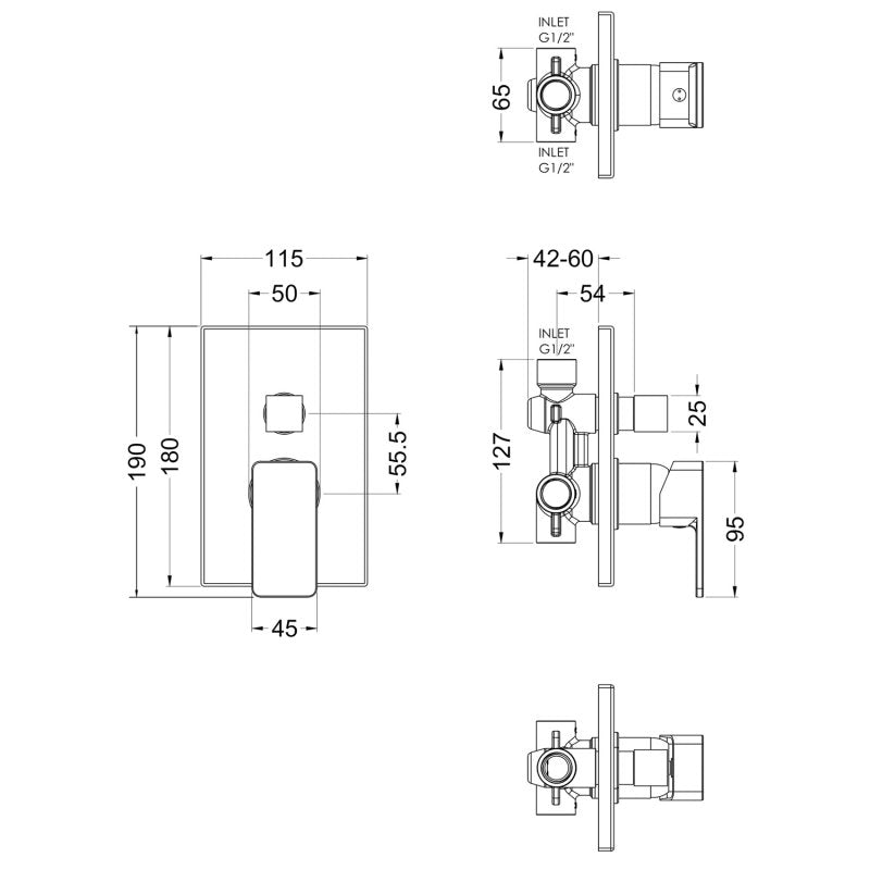 Crawford Windon Manual Concealed Shower Valve with Diverter Single Handle