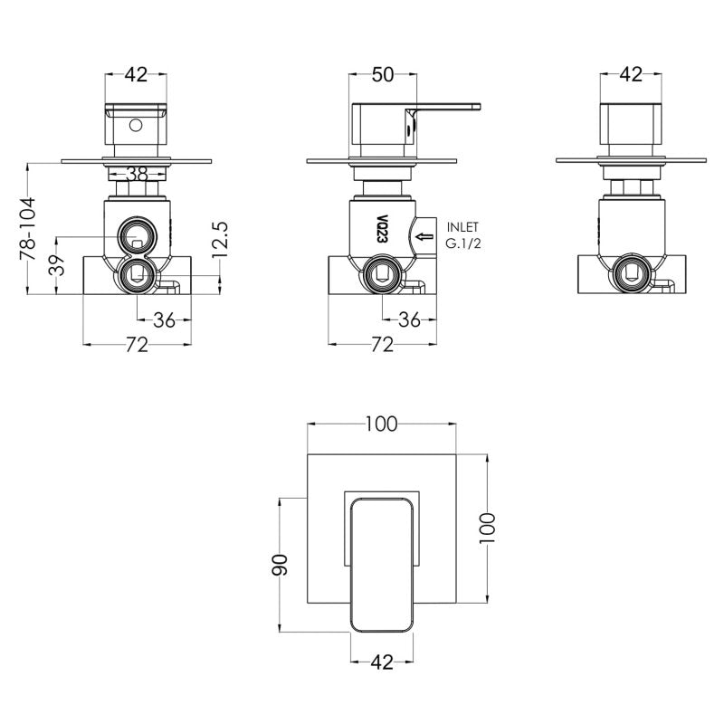 Crawford Windon Concealed 2/3/4 Way Diverter Valve