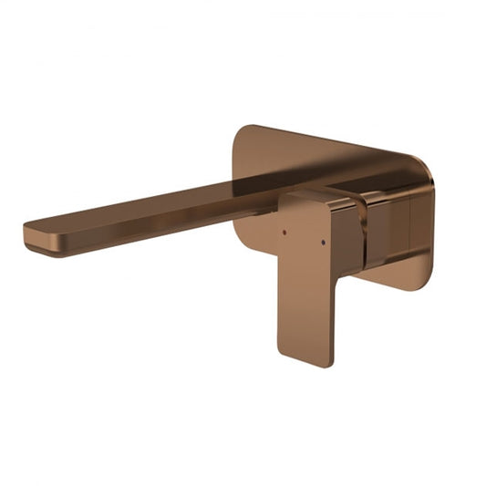 Crawford Windon 2-Hole Wall Mounted Basin Mixer Tap with Plate - Brushed Bronze