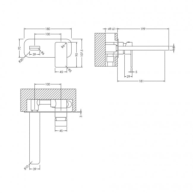 Crawford Windon 2-Hole Wall Mounted Basin Mixer Tap with Plate - Brushed Bronze