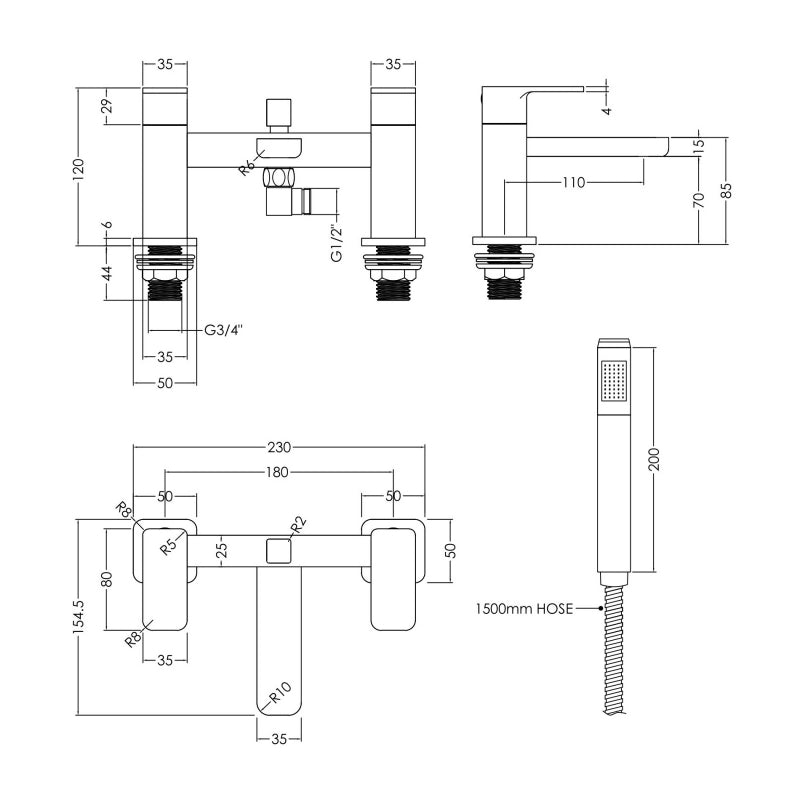 Crawford Windon Pillar Mounted Bath Filler Tap