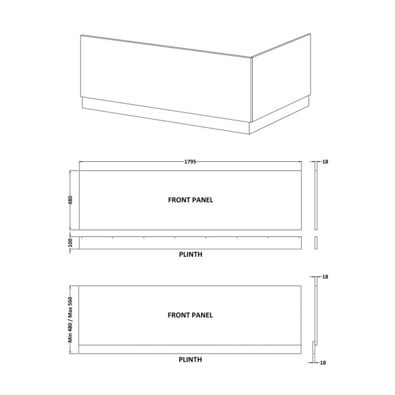 Straight Front Panel & Plinth (1800mm)