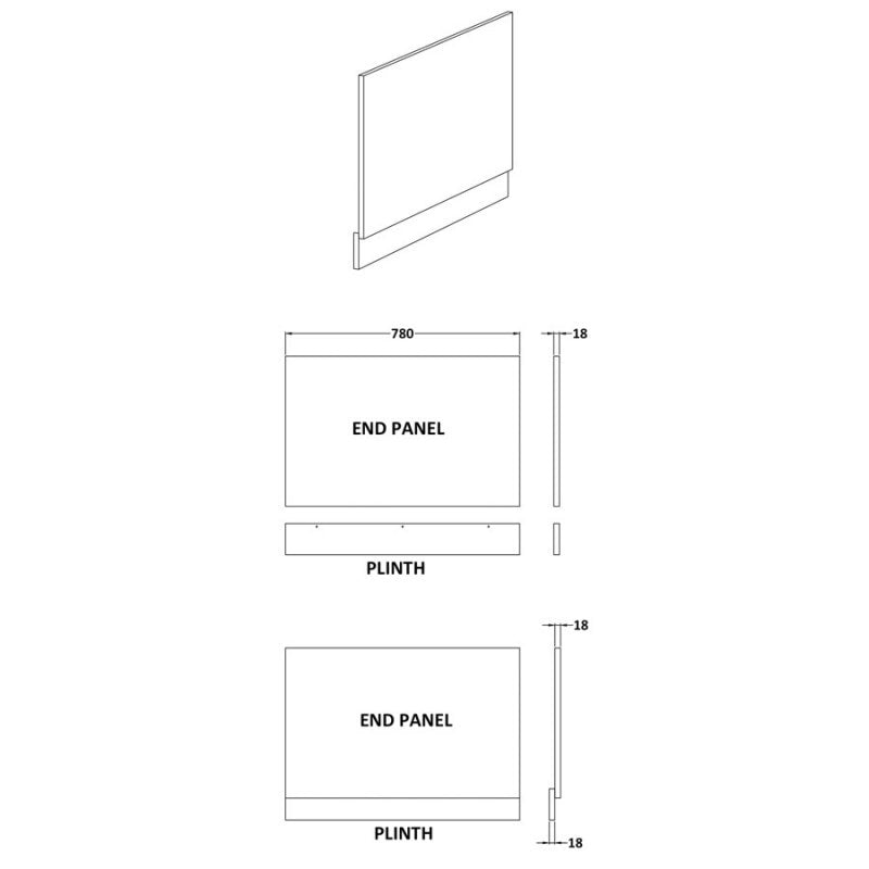 Straight End Panel & Plinth (800mm)