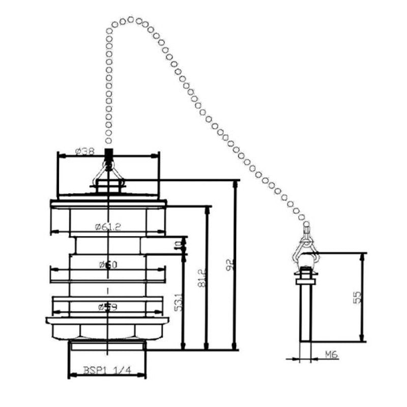 Crawford Contract Basin Waste with Brass Plug and Ball Chain Chrome - Slotted