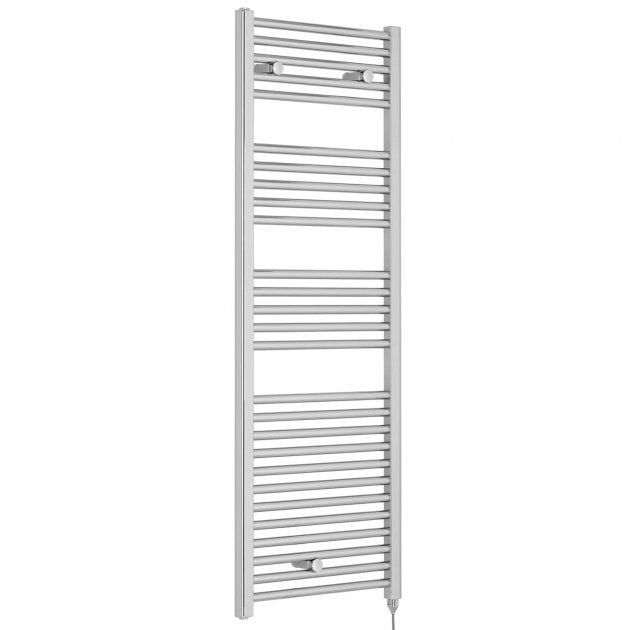 Crawford Round Bar Electric Heated Towel Rail 1375mm H x 480mm W - Chrome