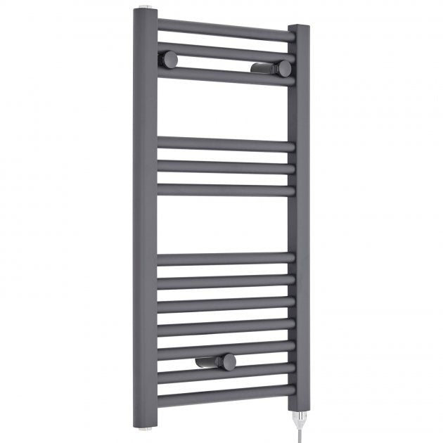 Crawford Round Bar Electric Heated Towel Rail 720mm H x 400mm W - Anthracite