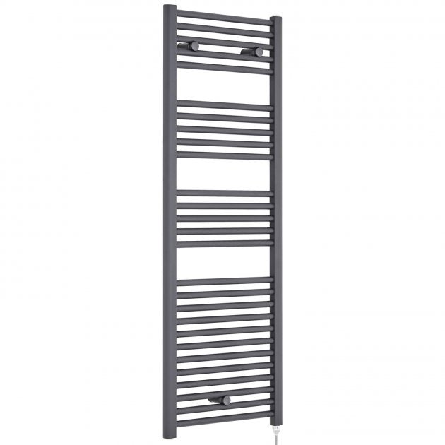 Crawford Round Bar Electric Heated Towel Rail 1375mm H x 480mm W - Anthracite