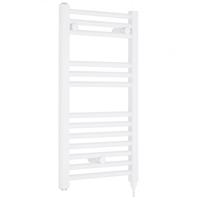 Crawford Round Bar Electric Heated Towel Rail 720mm H x 400mm W - White