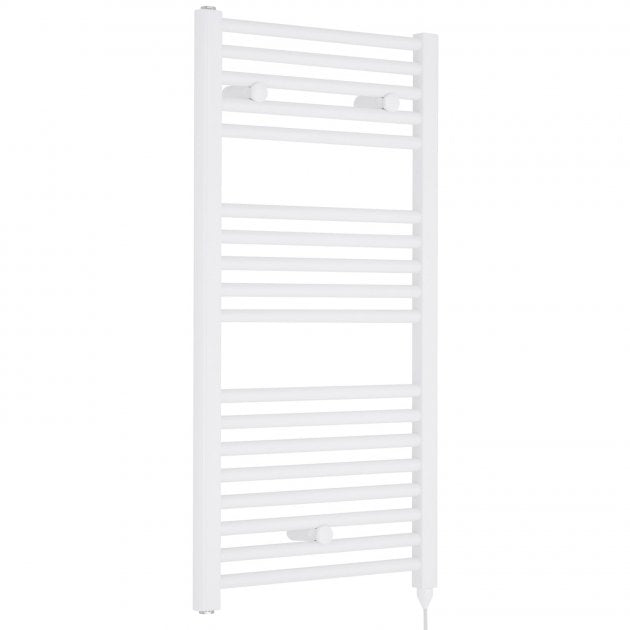 Crawford Round Bar Electric Heated Towel Rail 920mm H x 480mm W - White