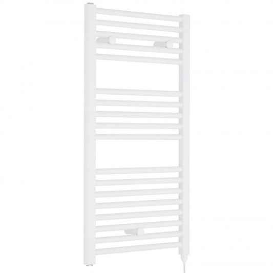 Crawford Round Bar Electric Heated Towel Rail 920mm H x 480mm W - White