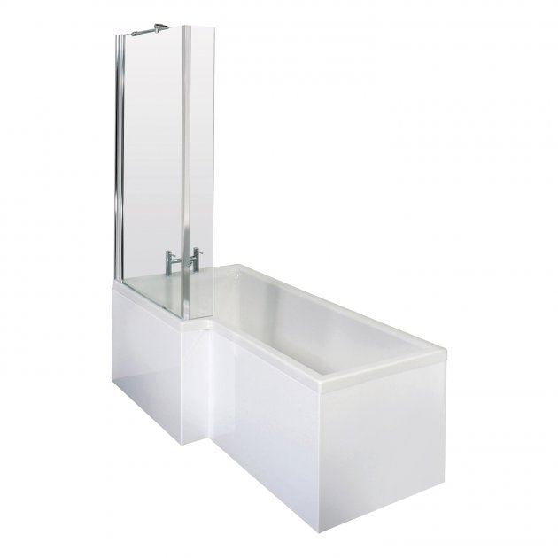 Crawford Square L-Shaped Shower Bath with Front Panel and Screen 1500mm x 700mm/850mm - Left Handed (inc Leg Set)