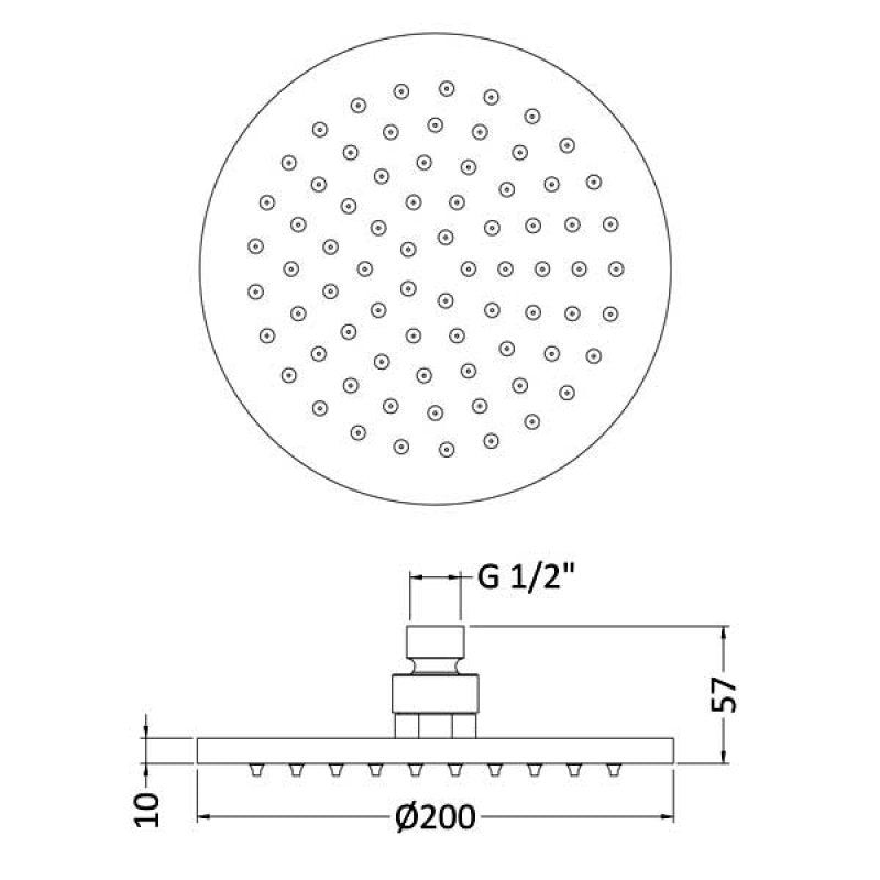 Crawford LED Round Fixed Shower Head 200mm Diameter - Chrome