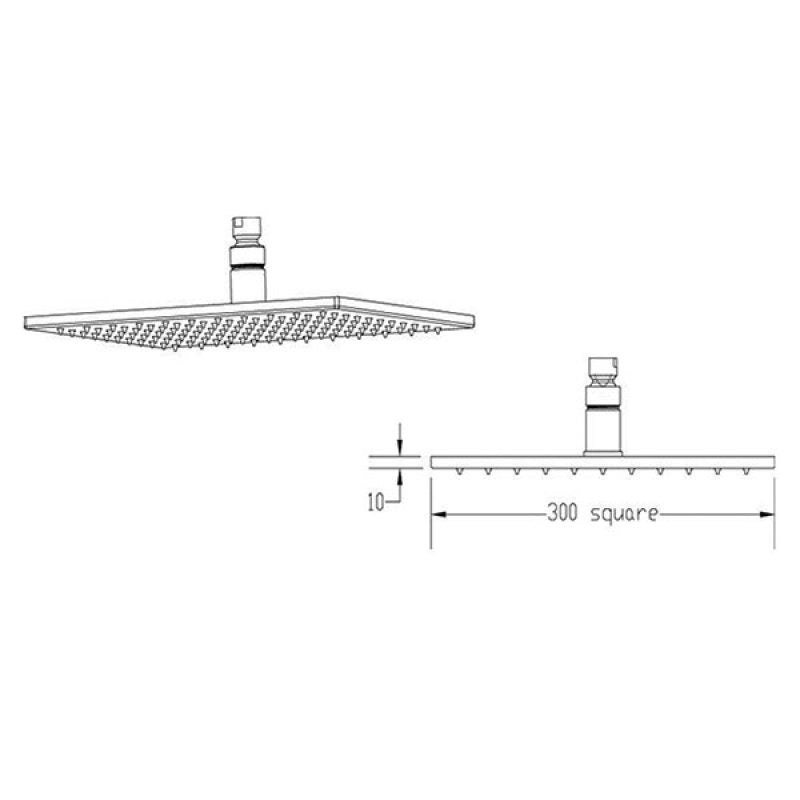 Crawford LED Square Fixed Shower Head 300mm x 300mm - Chrome