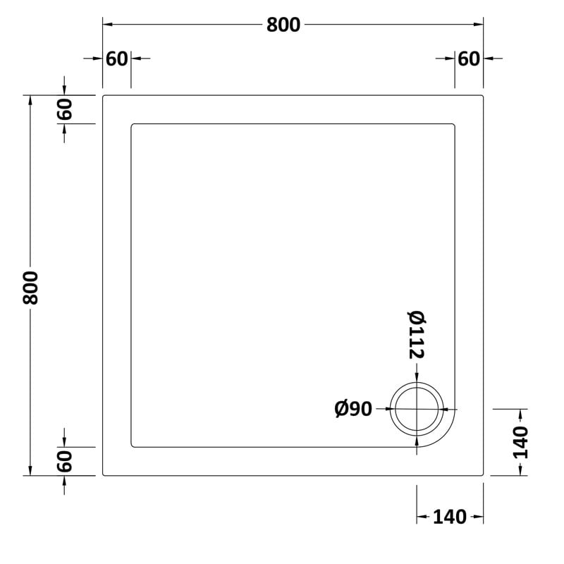 Square Shower Tray 800 x 800mm