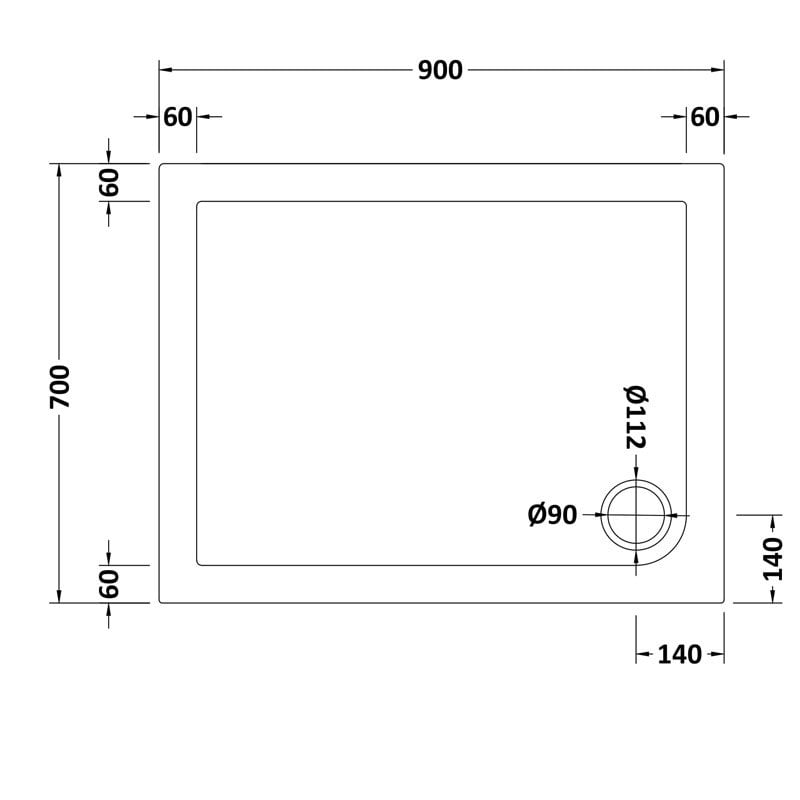 Rectangular Shower Tray 900 x 700mm