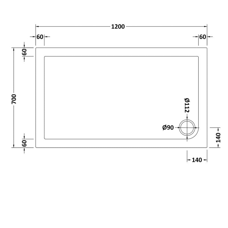 Rectangular Shower Tray 1200 x 700mm