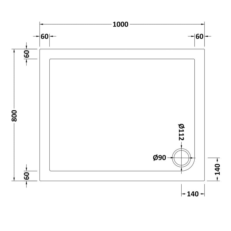 Rectangular Shower Tray 1000 x 800mm