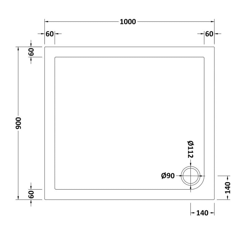 Rectangular Shower Tray 1000 x 900mm