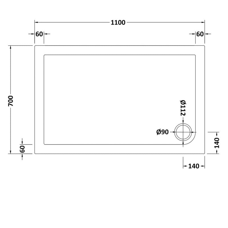 Rectangular Shower Tray 1100 x 700mm