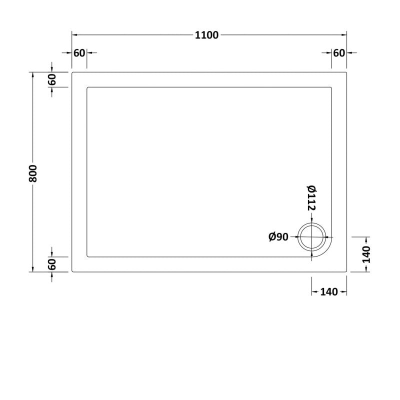 Rectangular Shower Tray 1100 x 800mm