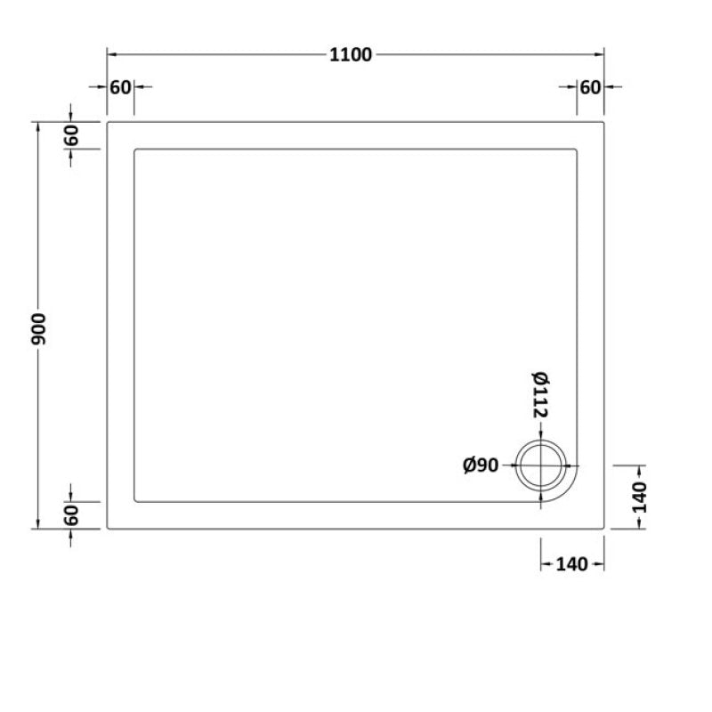 Rectangular Shower Tray 1100 x 900mm