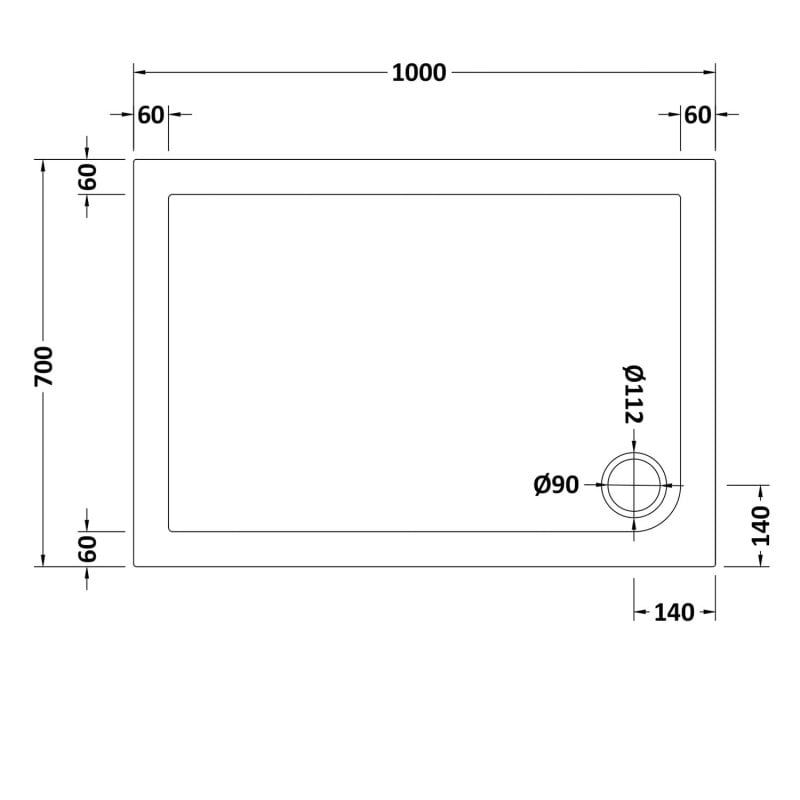 Rectangular Shower Tray 1000 x 700mm