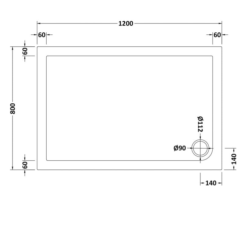 Rectangular Shower Tray 1200 x 800mm