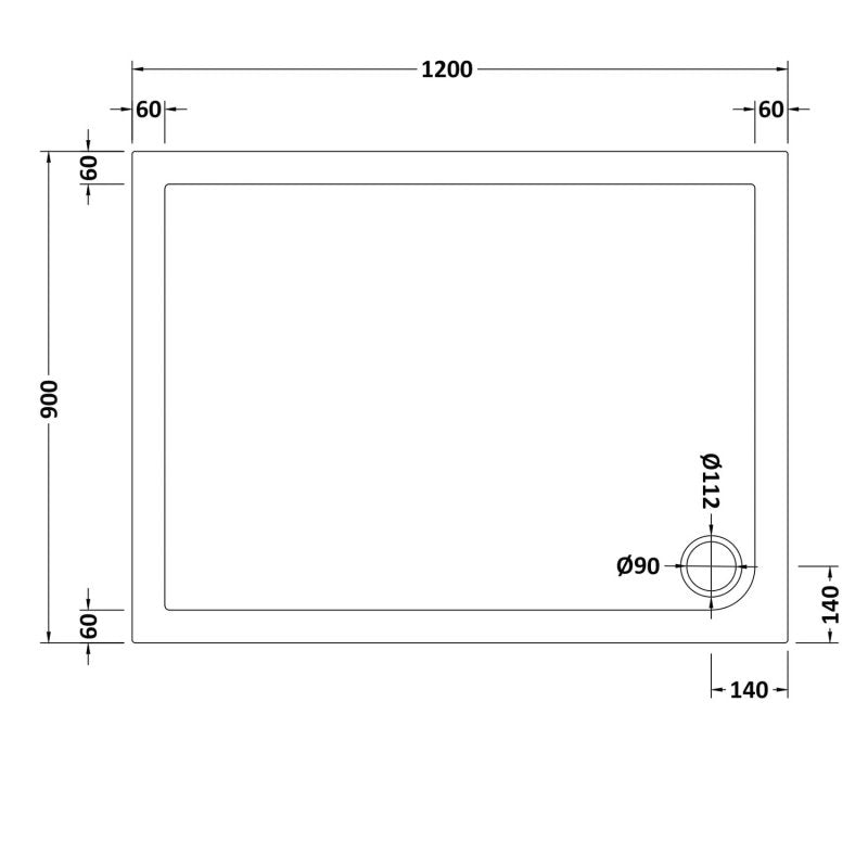 Rectangular Shower Tray 1200 x 900mm