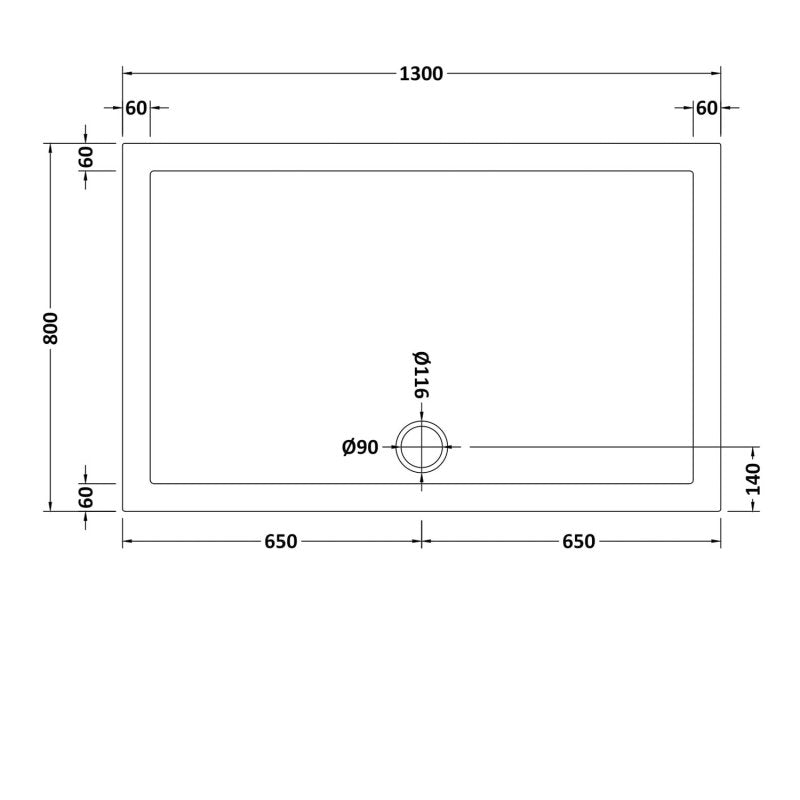 Rectangular Shower Tray 1300 x 800mm