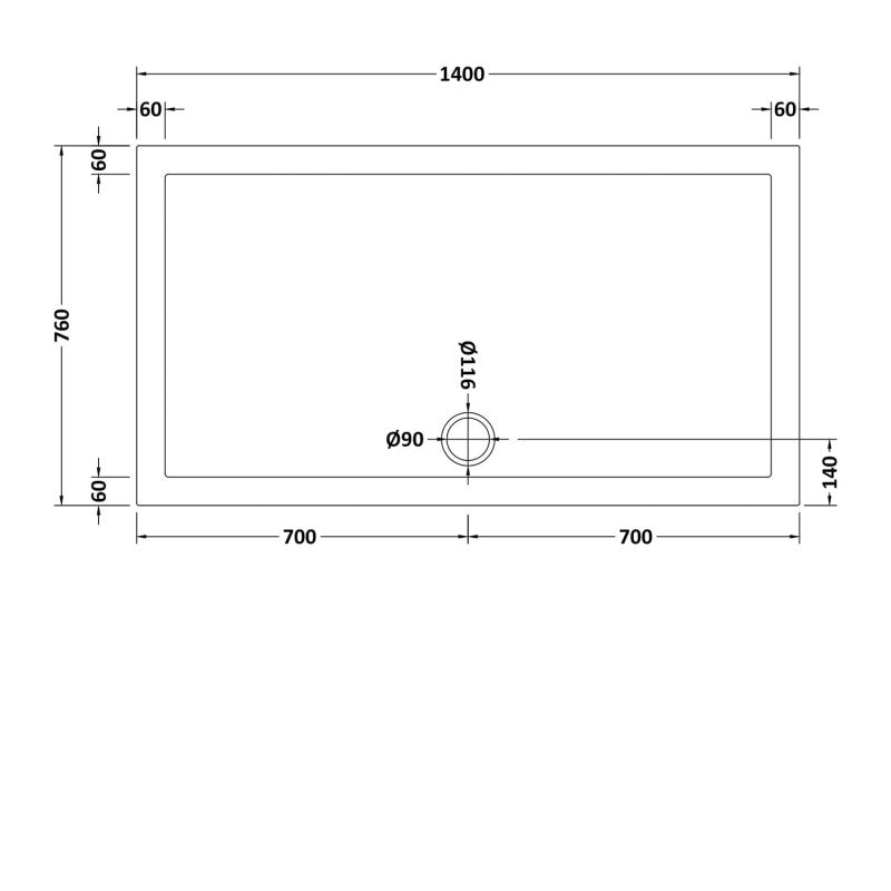 Rectangular Shower Tray 1400 x 760mm