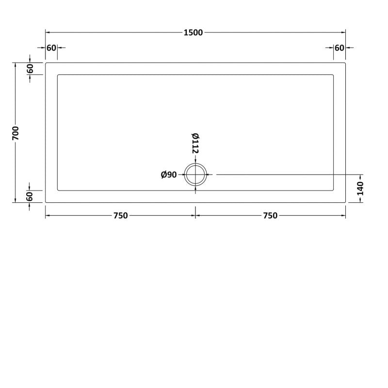 Rectangular Shower Tray 1500 x 700mm