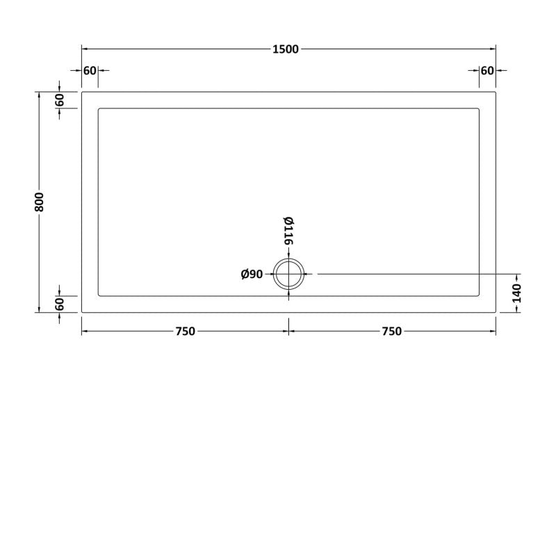 Rectangular Shower Tray 1500 x 800mm