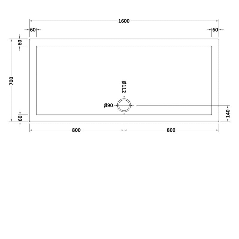 Rectangular Shower Tray 1600 x 700mm