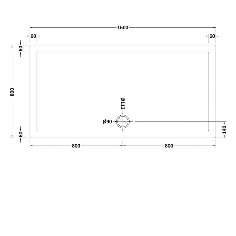 Rectangular Shower Tray 1600 x 800mm