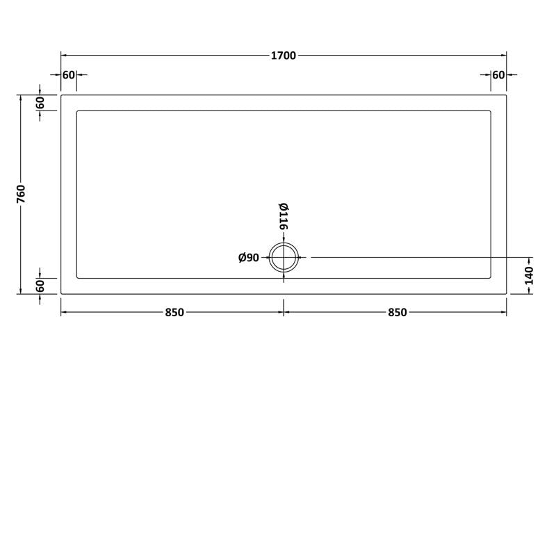 Rectangular Shower Tray 1700 x 760mm