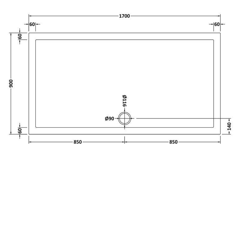 Rectangular Shower Tray 1700 x 900mm