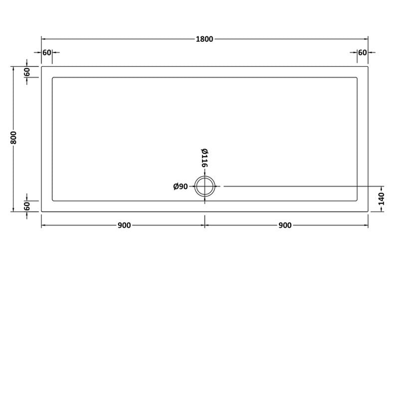 Rectangular Shower Tray 1800 x 800mm