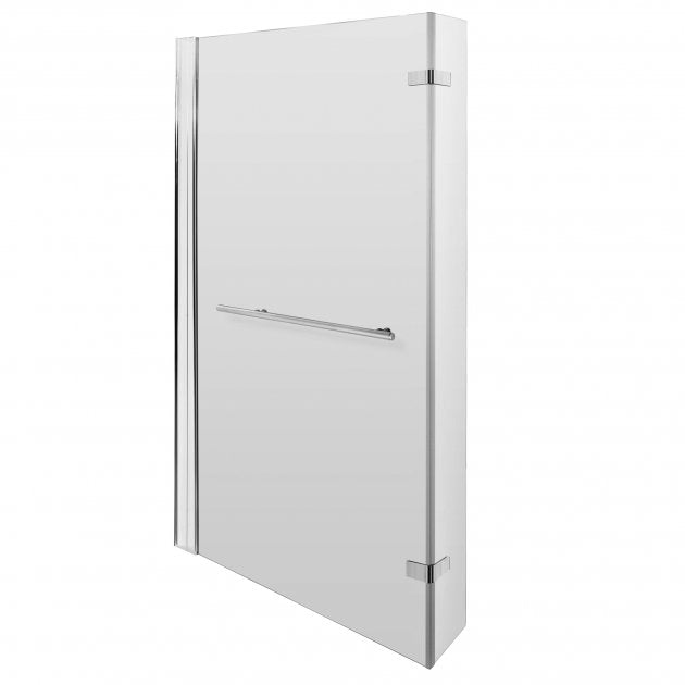 Crawford Pacific L-Shaped Fixed Bath Screen with Hinged End Panel and Towel Bar 1416mm H x 815mm W - 6mm Glass