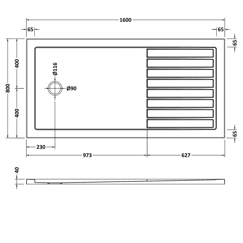 Rectangular Walk-In Shower Tray 1600 x 800