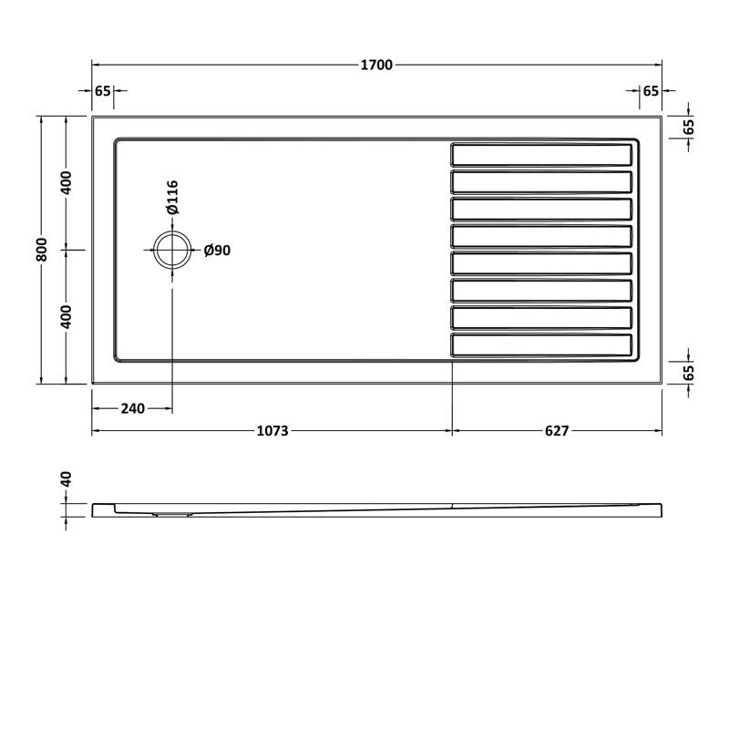 Rectangular Walk-In Shower Tray 1700 x 800